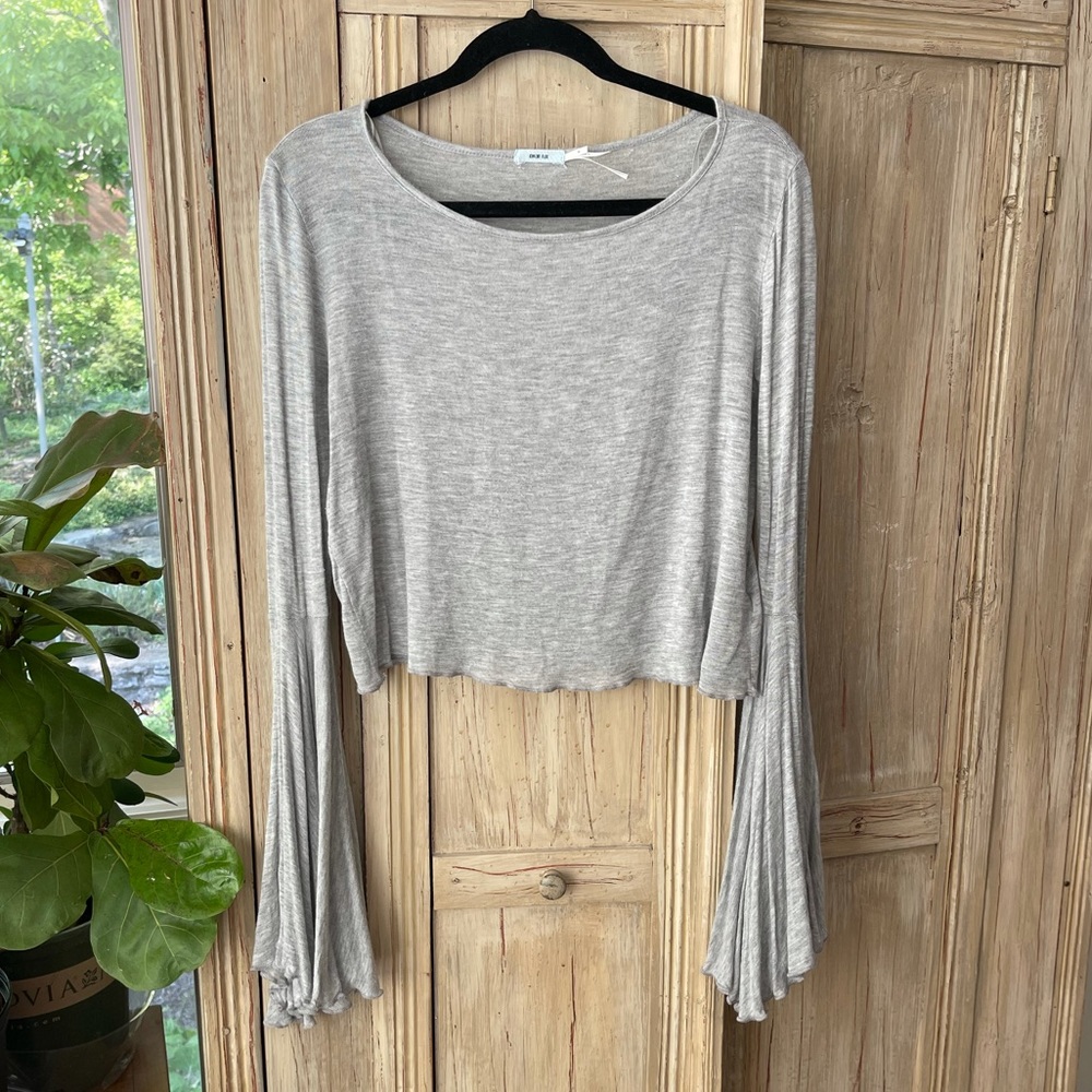 Grey Bell Sleeved Crop Top
